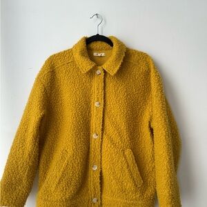 Madewell Mustard Textured Bouclé Bomber Jacket